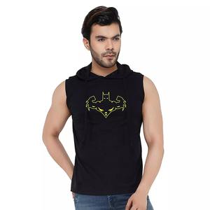 Men's Hipster Hip Hop <b>Sleeveless</b> <b>Hoodie</b> Winter Solid Pattern Drawstring Pocket Tanktop Plain Dyed Technique - Product Image 2
