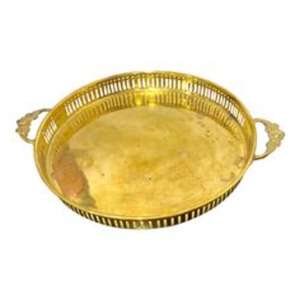 Plateau de service en laiton antique avec belle sculpture florale idéal pour la décoration intérieure classique et la configuration de table élégante - Product Image 5