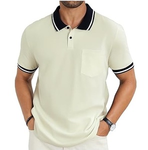 Nouveau Design Poche Poitrine Vierge Polo T Shirt Col Noir Contraste Boxy Slim Fit Demi Manches Personnalisé 100% Coton Polos - Product Image 1