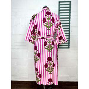 Boho Cotton Kimono Hand-Printed Floral Butterfly Pattern Lightweight Indian <b>Robe</b> for <b>Beach</b> Vacation ODM Supply - Product Image 5