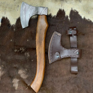 Hacha de Acero de Damasco con Patrón Artesanal Hecho a Mano, con Mango de Madera, para Acampar al Aire Libre, Exhibición y Uso General - Product Image 1