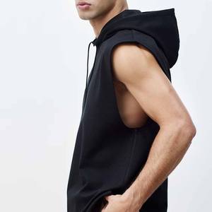 <b>Pullover</b> <b>Sleeveless</b> Fashion Outfit <b>Men</b> terry 400gsm Hoodie Customized Logo Printed Solid Color Cotton Blended Hoodies - Product Image 1