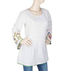 Top plisado estilo western para mujer - Blanco roto - Product Image 1