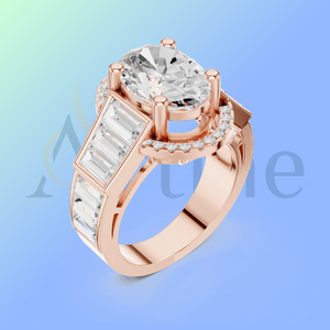 Bague ethnique pour femme en or 18 carats avec diamant taille ovale pour occasions spéciales - Product Image 1