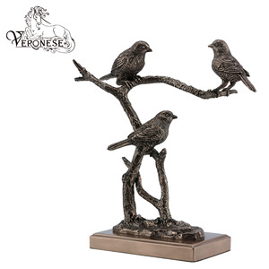 Diseño VERONESE-gorriones decoración del hogar estatuilla de animales de lujo poliresina y arte de bronce fundido en frío escultura coleccionable hecha a mano - Product Image 1