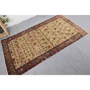 Tradicional Beige rojo Vintage alfombra turca área grande 3,4 X 6.3ft clásico rectángulo Patchwork diseño pasillo lana látex habitación alfombra - Product Image 2