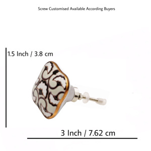 Meubles de luxe marocains forme carrée couleur noire or travail fleur boutons en céramique Floral hexagone tiroir cuisine armoire - Product Image 3