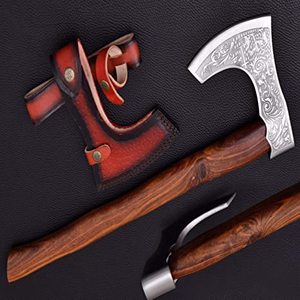 Hacha hecha a mano de fábrica de cubiertos OEM ODM personalizada al por mayor nuevo modelo de acero al carbono de grado industrial con cubierta de cuero hacha - Product Image 3