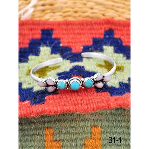 Southwest Handmade Pink <b>Opal</b> & Kingman Sterling Silver Cuff <b>Bracelet</b> Fashionable Accessory - Product Image 2