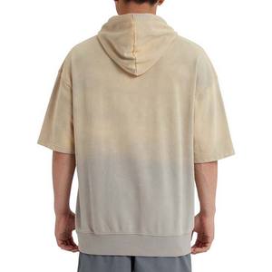 Vente en gros de sweats à capuche à manches courtes 100% coton sweats pullover pas cher prix personnalisé imprimé tie dye poids lourd basics sweats à capuche - Product Image 3