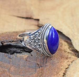 แหวนเงินทำด้วยมือสไตล์ Boho เครื่องประดับ925เงินแท้เครื่องประดับอัญมณี Lapis ยอดนิยมสำหรับผู้หญิงของขวัญสำหรับผู้หญิงสำหรับเธอ - Product Image 5