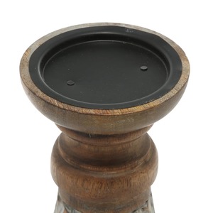 Porte-bougie en bois gravé au design artistique pour la décoration du salon et de la chambre à coucher, aspect naturel élégant, pièce d'exposition en provenance d'Inde - Product Image 5