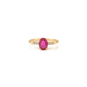 Most Beautiful Simple Design Women Solid 14K Yellow Gold <b>Ruby</b> & Diamond Stacking Engagement Ring <b>Anniversary</b> Gift Jewelry - Product Image 1