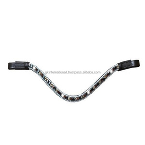 สายรัดคิ้วหนังสีดำทำมือลายคลื่นลึกทำจากหนังสีดำปลายวงแหวนแบบกำหนดเองและหินคริสตัลหลากสี3แถว - Product Image 5