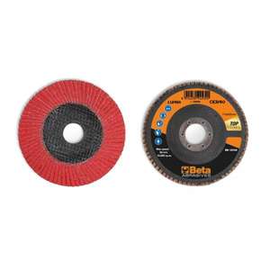 Discos de solapa recubiertos de cerámica BETA Almohadilla de respaldo de fibra de vidrio Construcción de solapa simple Ø 115 mm Discos de lijado multipaquete - Product Image 1