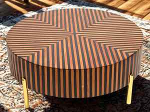 Consola con incrustaciones de hueso hechas a mano de primera calidad, mesa de centro de diseño moderno elegante con características ajustables para la escuela o hogares elegantes - Product Image 4