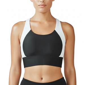 Custom Two Tone Sports <b>Bra</b> Contrast Color Panel Yoga Top High Impact Sleeveless Workout Gym <b>Bra</b> Athletic Wear for Women - Product Image 1