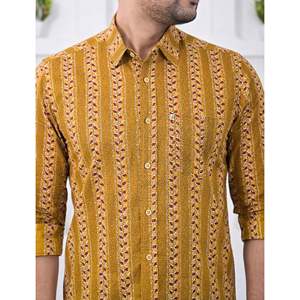 Chemise pour homme, 100% coton, imprimée avec des motifs floraux à pois, décontractée, manches longues, options de tissu popeline Oxford, fabrication ODM/OEM - Product Image 2