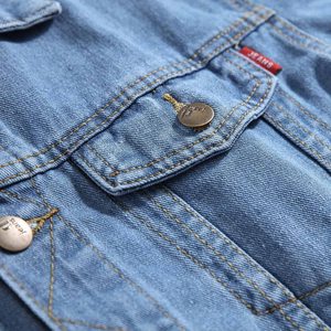 Custom Made <b>Men's</b> Regular Winter Plain <b>Denim</b> <b>Jacket</b> 100% Cotton Blue Jean <b>for</b> Plus Size <b>Men</b> Stretchable Design Quick Dry - Product Image 6