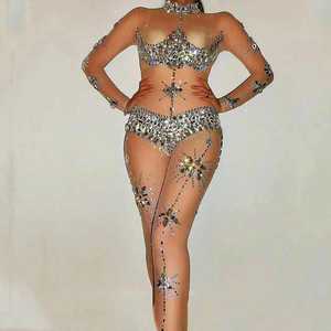 Women Dance Club Suits Fashionable Sequin Cutout <b>Jumpsuits</b> Stylish Rhinestone Clubwear for <b>Party</b> Night - Product Image 6