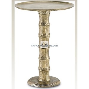 Aluminium Fleur Design Argent Antique Nouveau Motif Élégant Table d'Appoint Café Plateau en Verre Base en Marbre Table de Meubles de Salon - Product Image 6