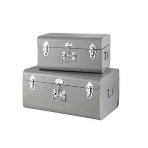 Ensemble de 2 boîtes de rangement carrées en métal gris en aluminium, style classique fait à la main, rangement pour vêtements, prix bas - Product Image 6
