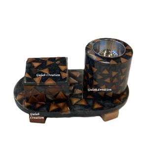 ชุดเครื่องหอมบาคูร์ทำมือจากเรซินสีขาวและไม้  กระถางเผาไม้จันทน์แบบดั้งเดิมของอาหรับ สำหรับใช้ในบ้านเพื่อการบูชาและเป็นของขวัญ - Product Image 4