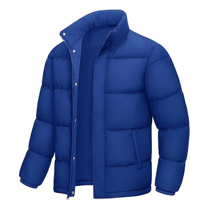 Men's Casual Puffer Jacket Winter <b>Coat</b> Warm Stand Collar Solid Zipper Windproof <b>Heated</b> Nylon OEM Service Front Logo Customized - Product Image 1