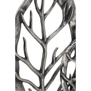 Duo de feuilles Sculpture en métal argenté Sculpture de feuilles sur socle en marbre Sculpture moderne en feuilles polie Ornement de table Décoration intérieure - Product Image 4