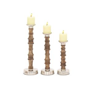 Wooden & Metal Silver <b>Pillar</b> Candle Holder for Wedding Event Party Tabletop <b>Lighting</b> Decoration Candle <b>Pillars</b> - Product Image 4