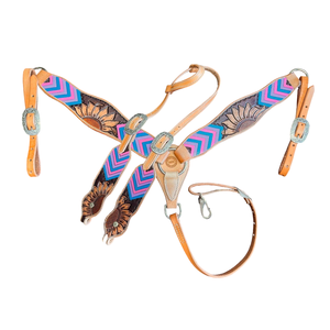 Hand Tooled Leather Western Horse Tack Set Handcrafted Headstall & Breast Collar with Customized Design for Rodeo Trail & Show - Product Image 1