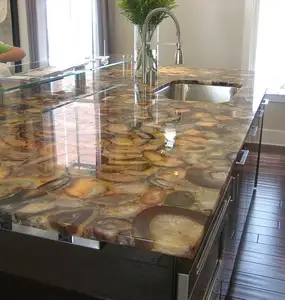 Centro de Gemstone Quartzo branco Tampo da Mesa de Jantar Exclusivo para Casa Interior