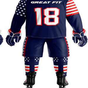 ชุดยูนิฟอร์มฮอกกี้น้ำแข็งคุณภาพสูงแบบกำหนดเองสำหรับผู้ชาย เสื้อฮอกกี้น้ำแข็งสำหรับฝึกซ้อม ชุดยูนิฟอร์มผู้ชายระบายอากาศได้ดี พร้อมบริการ OEM - Product Image 2