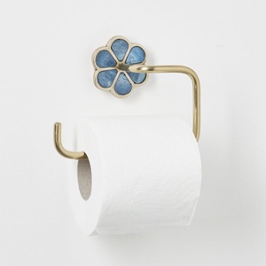 Porte-rouleau de toilette en laiton avec incrustation d'os bleu fait à la main pour l'hôtel et la salle de douche - Product Image 2