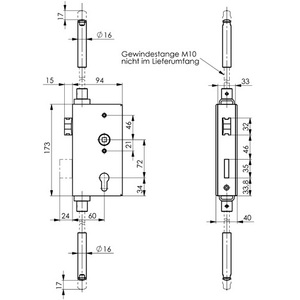 140UMV DIN Left/Right Lock Case for <b>Door</b> & <b>Window</b> <b>Accessories</b> A40xB94xC173 mm Dimensions 60 mm Backset AMF Product - Product Image 3