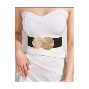 Ceinture élastique pour femme avec boucle dorée, ceinture pour veste, ceinture pour chemise, ceinture pour robe - NOIR - Product Image 1