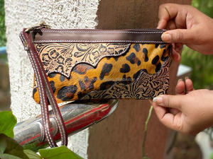 Cartera de mano de cuero con herramientas para mujer, Monedero de piel, elegante, billetera única - Product Image 2