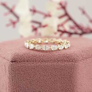 EF-Color Clarity Poire Cut Lab Grown Diamond Full Eternity Band Ring 14K Yellow Gold Lab Créé Diamond Stacking Band For Her - Product Image 1