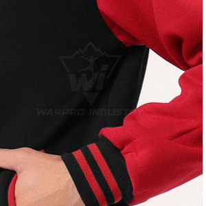 Trendy Winter Outfit Letterman Jacket Wool Body Contrast Sleeves <b>Covered</b> <b>Button</b> Casual Street Style Comfortable Warm Outerwear - Product Image 5
