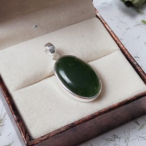 Pendentif en argent sterling 925 avec cabochon ovale en jade néphrite, vente en gros 2025 - Product Image 5