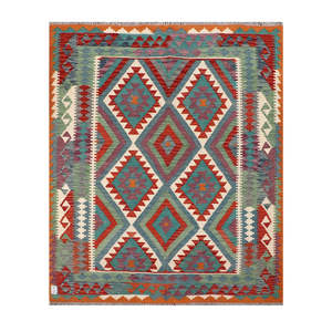 Alfombra Kilim de Maimana, Afganistán, 199 x 165 cm, Juego de Alfombras - Product Image 1