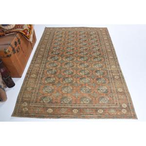 Turkish Vintage Rug 0.4x6.8 ft (12x207 cm), <b>Brown</b> <b>Wool</b> Rug - Product Image 1
