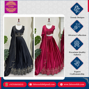 Ensemble Lehenga Choli Dupatta de créateur de luxe en satin de soie avec miroir Vêtements indiens traditionnels pour occasions spéciales - Product Image 6