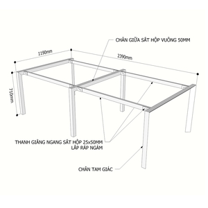 ชุดฐานโต๊ะมินิมอล 4 ชิ้น Trian Concept 240x120 รุ่น HCTA012 - Product Image 2