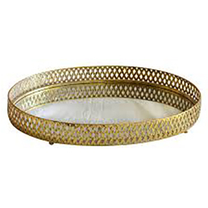 Plateau décoratif en métal artisanat bijoux argent nickel métal service plateau en verre hôtel avec poignées en corde - Product Image 6