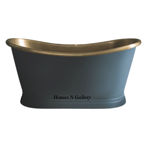 Nouvelles baignoires en cuivre sur pied de grande forme ovale faites à la main Patine bleue antique - Product Image 3