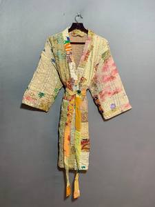Vintage Kantha Quilted Kimono <b>Robe</b> <b>Women</b> Patchwork Kimono - Product Image 2
