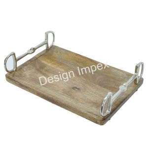 <b>Breakfast</b> Serving <b>Tray</b> Eco Friendly Wood Large Display Rectangular <b>Trays</b> Trendy Wooden <b>Tray</b> With Horse Bit Handles in Equestrian - Product Image 4