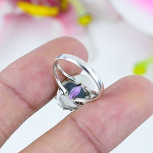 Nouvelle Arrivée Naturel Améthyste Marquise Gemstone Designer Fine Jewelry 925 Sterling Silver Vintage Unisex Fashion Solitaire Ring - Product Image 3