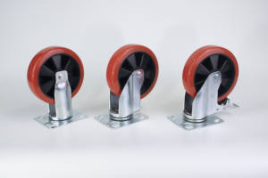 2023 Newest Design 6-Inch Red Polyurethane (PU) <b>Swivel</b> Plate Casters Rigid Medium Duty Trolley Equipment 200kg Capacity OEM - Product Image 3